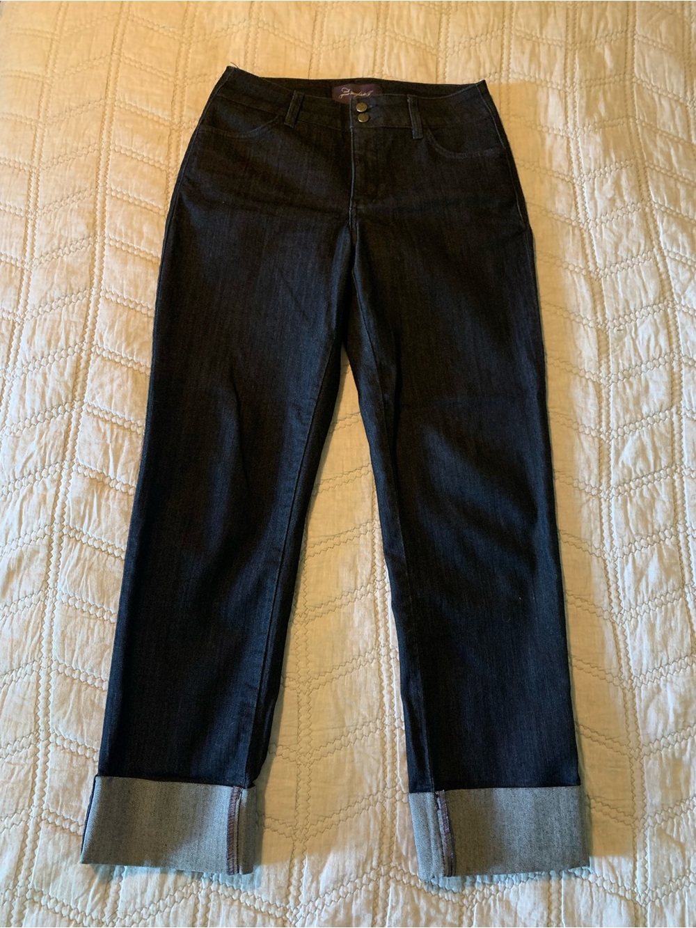 Not Your Daughter’s Jeans Dark Blue Cuffed Straight-Leg Cropped Jeans Size 6
